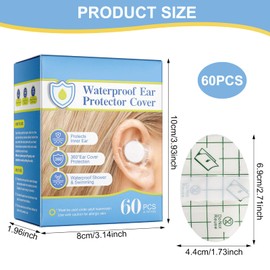 Waterproof Ear Protection Stickers, Pack of 60 Waterproof Ear Patches, Ear Patches, Swimming, Ear Muffs, Children's Showers, Soft Ear Protection, Protects Inner Ear, for Shower and Swimming