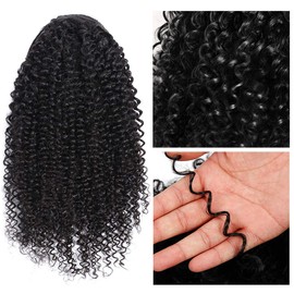 Afro Kinky Curly Ponytail Extension Curly Drawstring Ponytail Hair Piece Curl Afro Kinky Curly Ponytail Clip In Ponytail Extension for Black Women 8 Inch (2#)