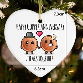 DWUENT 7st Wedding for Husband, Wife - 7 Years Together - White Acrylic Heart Plaque for Women, Men, Partner - 7.3 * 6.8 * 0.3cm Heart Sign Keepsake