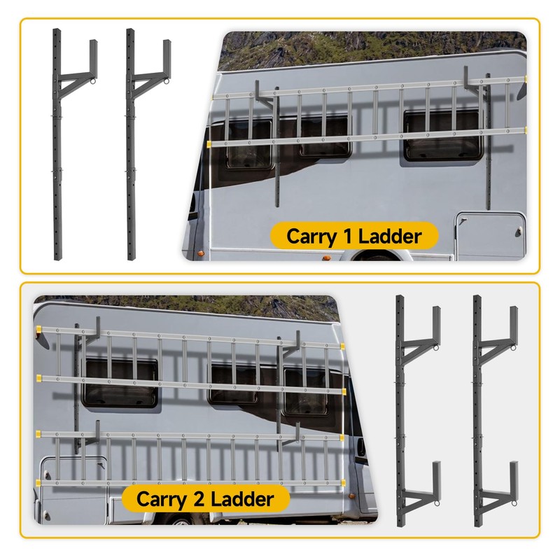 HUGEBO Adjustable Trailer Ladder Rack, Heavy Duty Side Mount with