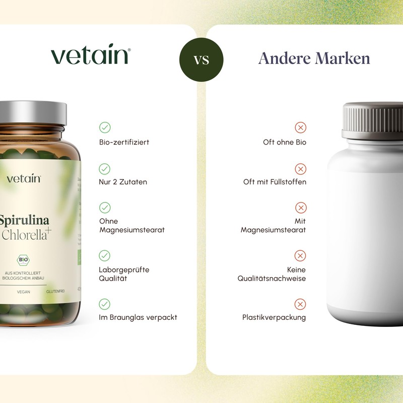 VETAIN Organic Spirulina & Chlorella Pellets - 500 Tablets -