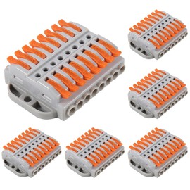 6個コネクタレバーワイヤコネクタ電気線コンダクターコネクタ迅速配線 レバーコネクタ、8 in 8アウト