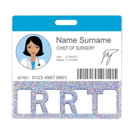 Plifal RRT Badge Buddy Card Holder - Rapid Response Team Glitter Sliver Nurse Nursing Accessories Horizontal ID Name Identification Tags for Hospital Medical Student Work