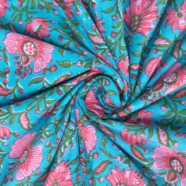 E-Tailor® Indian Ethnic 100% Cotton Voile Running Hand Block Print Natural Fabric for Dressmaking, Sewing, Crafting, Upholestry Fabric by The Yard-1 Yard-Floral-Grey (Pattern-11, 3 Yards)