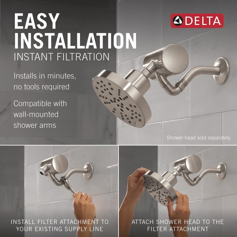 Delta Faucet Clarifi Premium Shower Filter Attachment with Filter, Hard