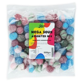 Just Treats Mega Sour Assorted Mix 500g Share Bag