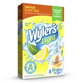 Wyler's Light Singles Water Drink Mix To Go Powder Packets, Lemon Iced Tea, 8 Count