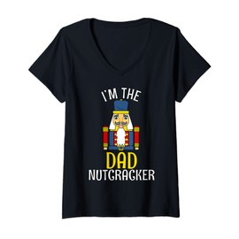 Womens Dad Nutcracker Costume Matching Family PJs Daddy Christmas V-Neck T-Shirt