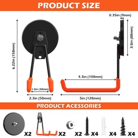 AIYOTAR Large Strong Magnetic Hooks Heavy Duty, 3.5in Powerful Utility Magnets Hook, Extra Long Magnetic Hooks For Cruise Cabins, Magnetic Garage Storage Hooks For Hanging, Magnetic Tool Hanger/Holder