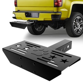 VKU Hitch Step for 2 Inch Receiver Classical Stars and Footprint Anti Slip Design Universal Rust Towing Bumper Guard for Trailer Tow Truck Pickup Car SUV Van RV