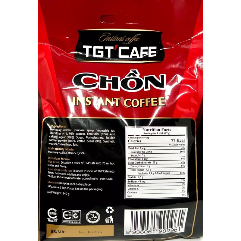 TGT Cafe Chon 3-In-1 Instant Coffee 20 Sticks x 17g