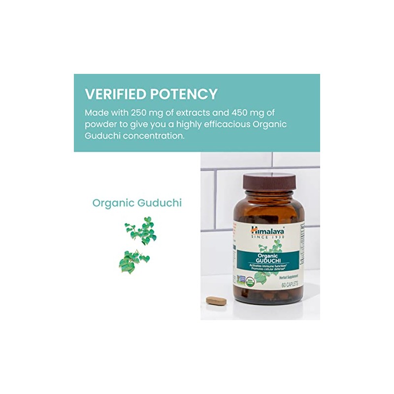 Himalaya Organic Guduchi 60 Caplets for Immune & Sinus Support