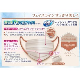 Bee Style Pleated Type Cool Milk Tea Beige x Terracotta Set of 7 x 10 Masks for Women, Bicolor