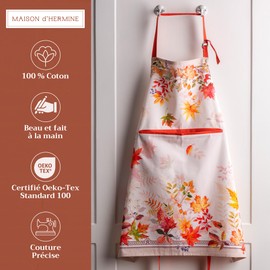 Maison d' Hermine Amarante 100% Cotton 1 Piece Kitchen Apron with an Adjustable Neck & Hidden Centre Pocket with Long Ties for Women | Men | Chef (70 cm x 85 cm)