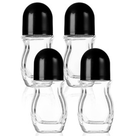 DADERXY 4Pcs Empty Rollerball Bottles for Oil, Refillable Perfume Glass Roller Ball Bottle Applicator