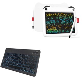 BoxWave Keyboard Compatible with Kunphy Kids Drawing Tablet (9 in) - SlimKeys Bluetooth Keyboard - with Backlight, Portable Slim LED 7 Colors - Jet Black