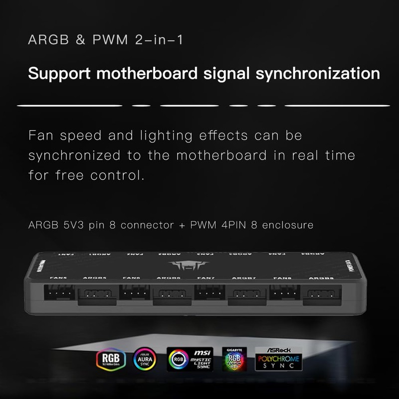 Jungle Leopard ARGB and PWM Fan HUB,8 Ports for Addressable