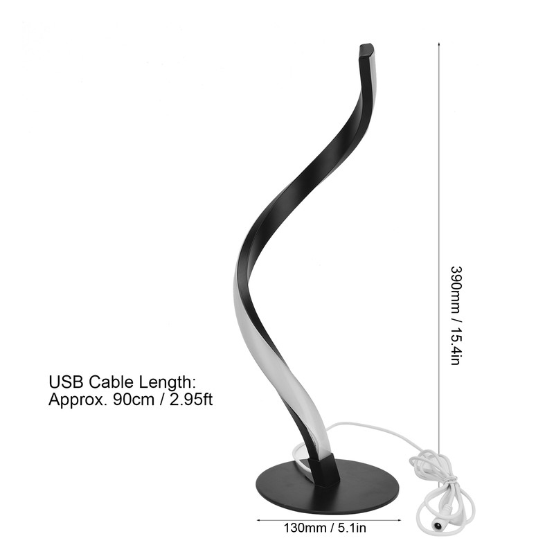 SShaped LED Spiral Table Lamp Reading Light Small Night Light