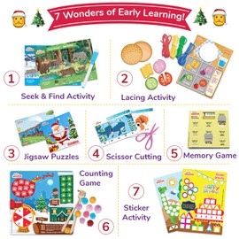 Little Sparks 7 in 1 Smart Busy Box Learning Kit for Kids Age 3,4,5 Gift Toy for Boys & Girls 3,4,5 Years Old, Educational Toys/Curriculum Based Activity Kit, Fun Birthday Gift