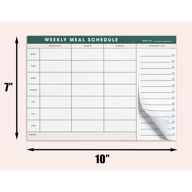 Weekly Magnetic Meal Planner & Tear Off Grocery List -
