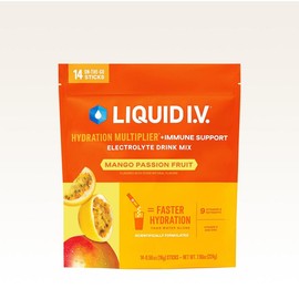Liquid I.V. Hydration Multiplier +Immune Support - Mango Passionfruit - Hydration Powder Packets | Electrolyte Powder Drink Mix | Convenient Single-Serving Sticks | Non-GMO |1 Pack (14 Servings)