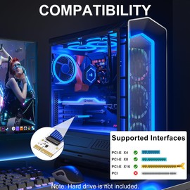 SEINIKAY NVMe M.2 SSD to PCIe X16/X8/X4 Adapter with Aluminum Heat Sink, M.2 to PCI-Express SSD Expansion Card, Support 4TB NVMe SSD