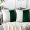 Artscope Green White Velvet Cushion Covers with Gold Leather Patchwork