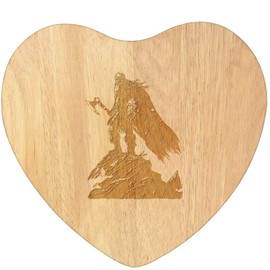 'Viking Standing on Cliff' Wooden Heart Shaped Chopping/Cutting Board (WB00081090)