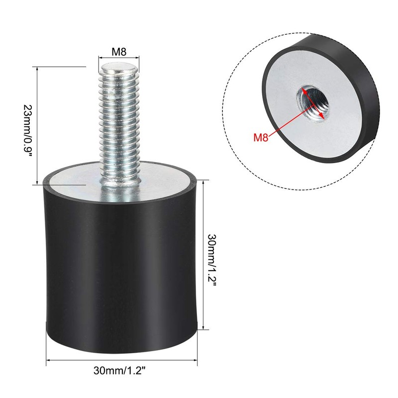 sourcing map M8 Male Female Rubber Mounts Vibration Insulators Shock