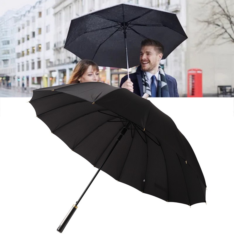 Large Umbrella Automatic Open 16 Ribs Waterproof with Cover Long