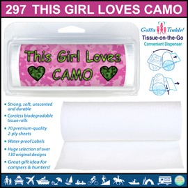 Packable Toilet Paper Rolls | Travel-Size Protective Dispensers | Coreless & Biodegradable | Hunting, Camo & Military (3-Pack) (297 This Girl Loves Camo)