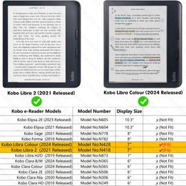 BOZHUORUI Stand Case for 7" Kobo Libra Colour (Model N428) and Kobo Libra 2 (Model N418) e-Reader - Premium PU Leather Sleeve Cover with Two Hand Straps/Auto Sleep/Wake (Vintage Brown)