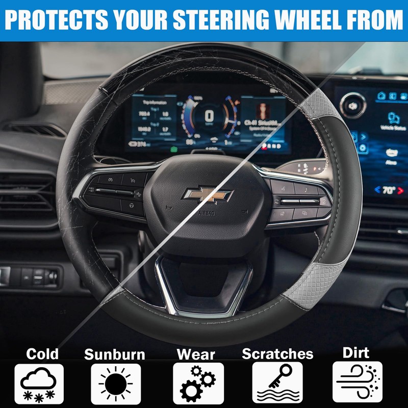 14.5-15'' Steering Wheel Cover for Chevy Silverado Colorado Equinox Trim