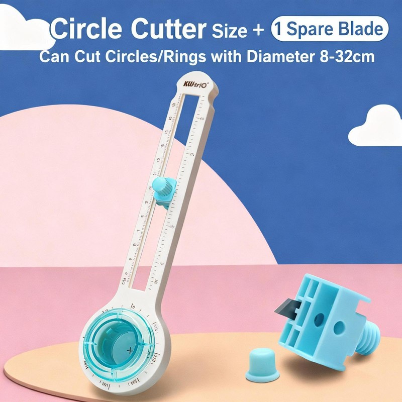 Circle Cutter, Adjustable Circle Paper Cutter with 1 Replacement Blades,