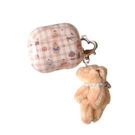 AOLABOKY Cute Cartoon Fun Headphone Case Compatible with AirPods 4 with Keychain, IMD Ear Buds Protective Cover for AirPods 4th Gen (Bear)