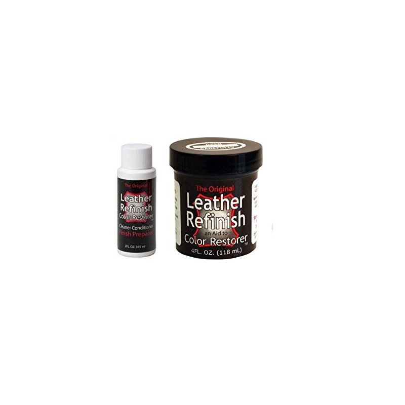 Leather Refinish Color Restorer & Cleaner/Conditioner-Preparer Combo Kit (Dark Brown)