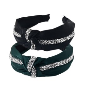 2PCS Headbands for Women's Hair Boho Headband Wrap Tie Fashion Hair Scarf Bow Tie Hair Accessories Non Slip Fabric Hair Bands Wide Alice Hair Bands for Women Uk and Girls (Tartan)