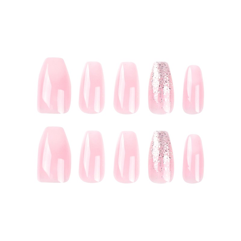 Nail Tip, Short, 24 Pieces, Medium, False Nails, Gradient, Pink,