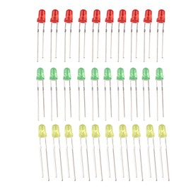 HALJIA 3 mm LED Light Emitting Diode Set Lampe sortiert Kit Rot + Gelb + Grün (30 Stück)