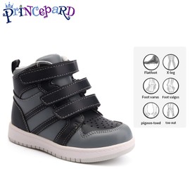princepard Orthopedic Shoes for Toddlers,High Top Kids Corrective Boots with Arch & Ankle Support for Girls and Boys to Correct Foot Problems Grey
