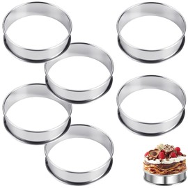 6 PCS Crumpet Rings, 8cm Non-Stick Stainless Steel Baking Rings for Perfect Crumpets, Pancakes, Eggs, English Muffins, Heat-Resistant, Easy Release, Dishwasher Safe