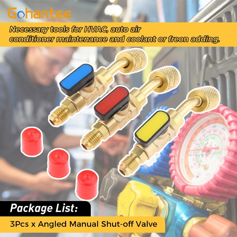 Ball Valve HVAC Angled SHUT-OFF Valve Adapter 1/4" 5/16" SAE