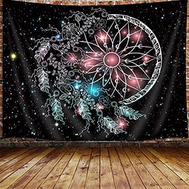 Colorful Dream Catcher Large Tapestry, Dreamcatcher Feather Pink Galaxy Tapestry Wall Hanging Decor for Teen Girl Bedroom Aesthetic, Boho Girly Tapestries Poster Blanket for College Dorm (80X60")