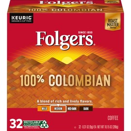 FOLGERS K CUPS 100% Colombian Medium Roast Coffee, 128 K Cups for Keurig Coffee Makers