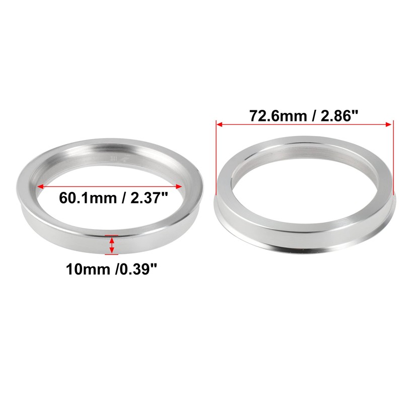 X AUTOHAUX Hub Ring 72.6mm/60.1mm Wheel Hub Ring Hub Centric