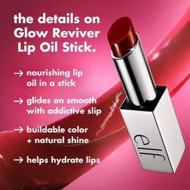e.l.f. Glow Reviver - Barra de aceite labial tintado, no pegajosa e hidratante para un acabado de brillo suave, vegano y libre de crueldad, energía Pink-Me