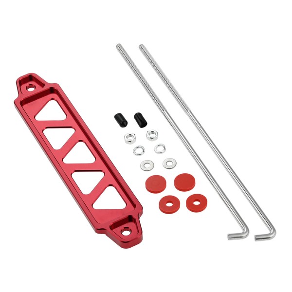 Mtsooning Battery Hold Down Bracket,Aluminum Alloy Red Battery Tie Down