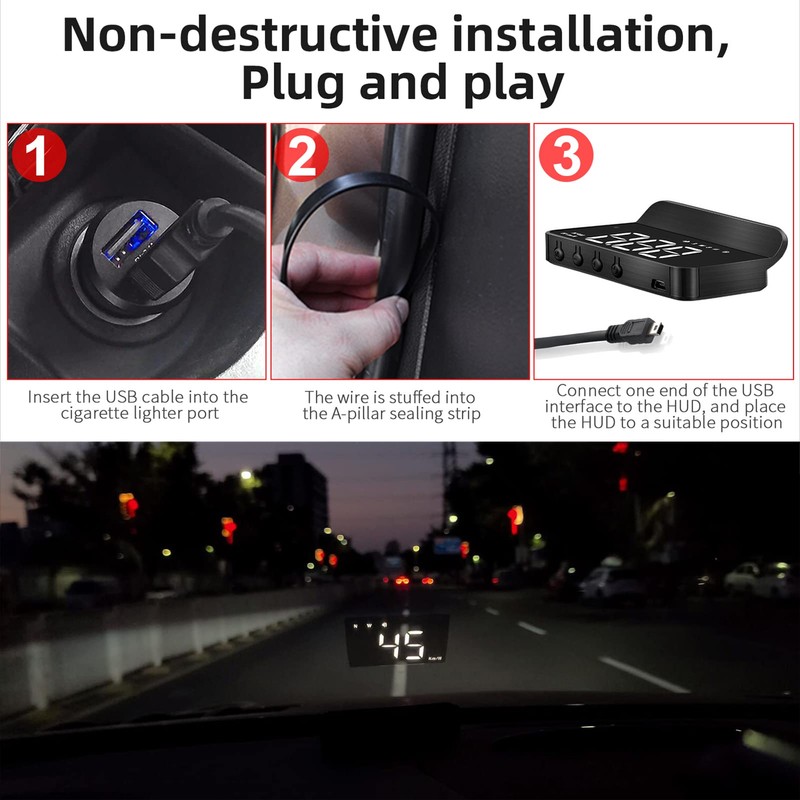 Car HUD 3.5 inch Head-up Display Windshield Projecter Digital Vehicle