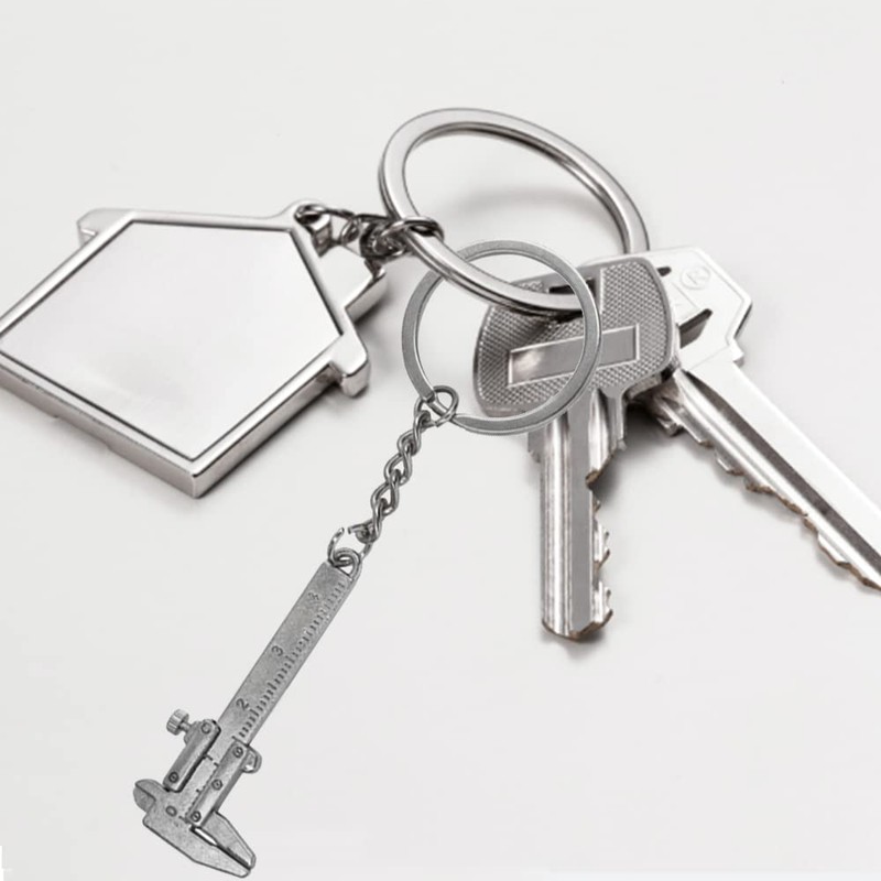 6 Pcs Mini Metal Vernier Caliper Portable Mini Key Chain
