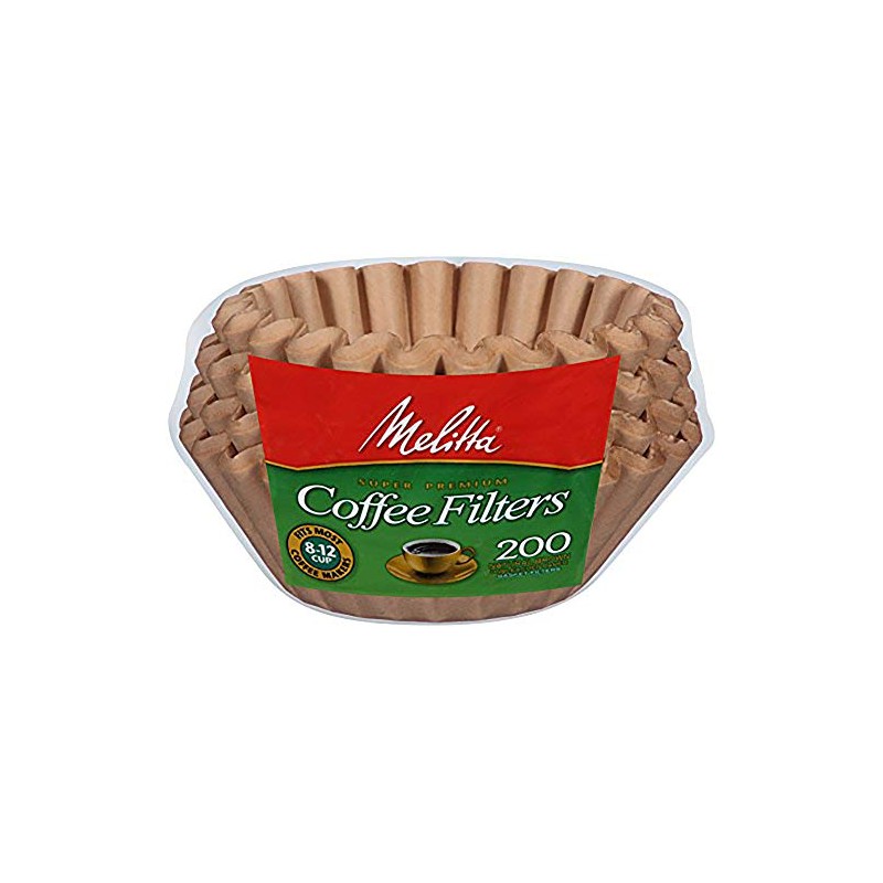 Melitta 8-12 Cup Basket Coffee Filters, Natural Brown, 200 Count